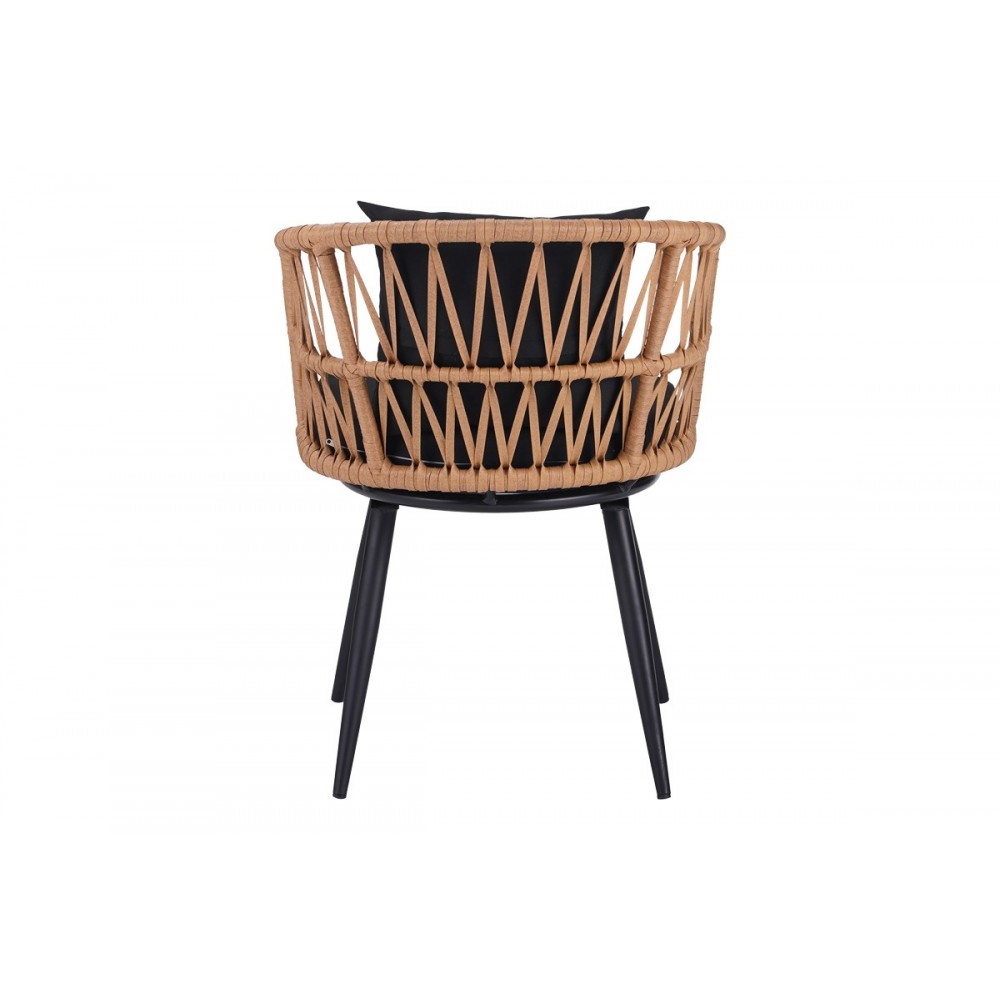 Πολυθρόνα "NAOKI" από rattan/μέταλλο σε χρώμα φυσικό/μαύρο 62x60x80