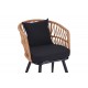 Πολυθρόνα "NAOKI" από rattan/μέταλλο σε χρώμα φυσικό/μαύρο 62x60x80