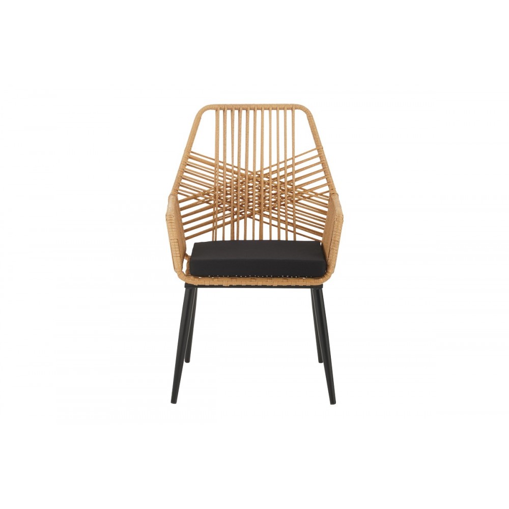 Τραπεζαρία 7τμχ "NAOKI-TANISH" από pe rattan/μέταλλο σε χρώμα φυσικό/μαύρο 160x90x78