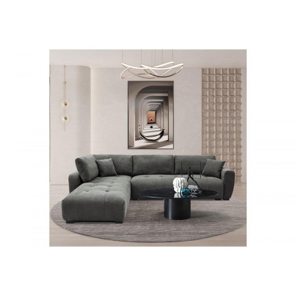 Kαναπές "GIANCO" δεξιά γωνία σε χρώμα γκρι 298x208x85