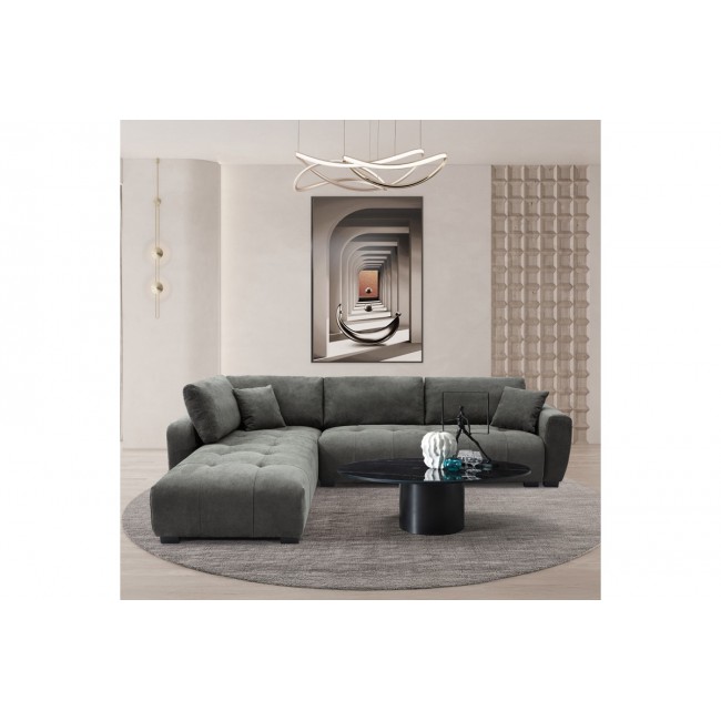 Kαναπές "GIANCO" δεξιά γωνία σε χρώμα γκρι 298x208x85