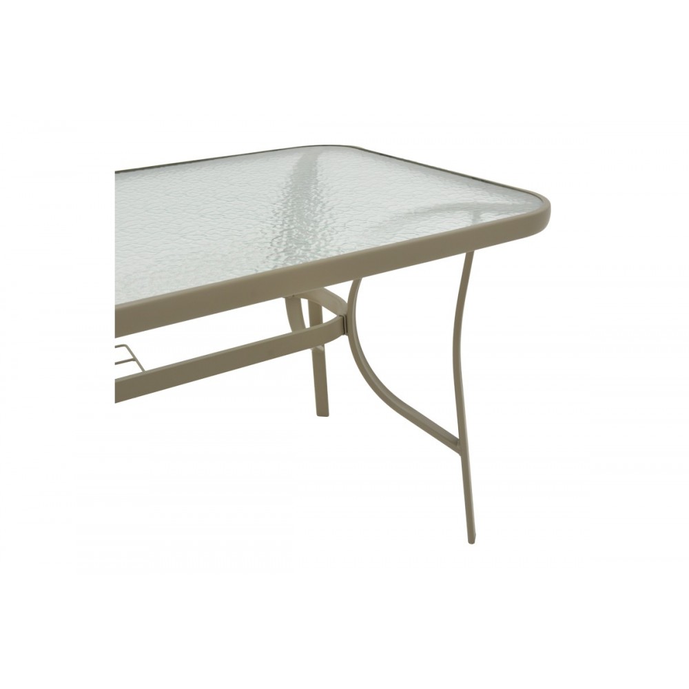 Τραπέζι "ENSURE" από μέταλλο/γυαλί σε χρώμα σαμπανιζέ 140x80x70