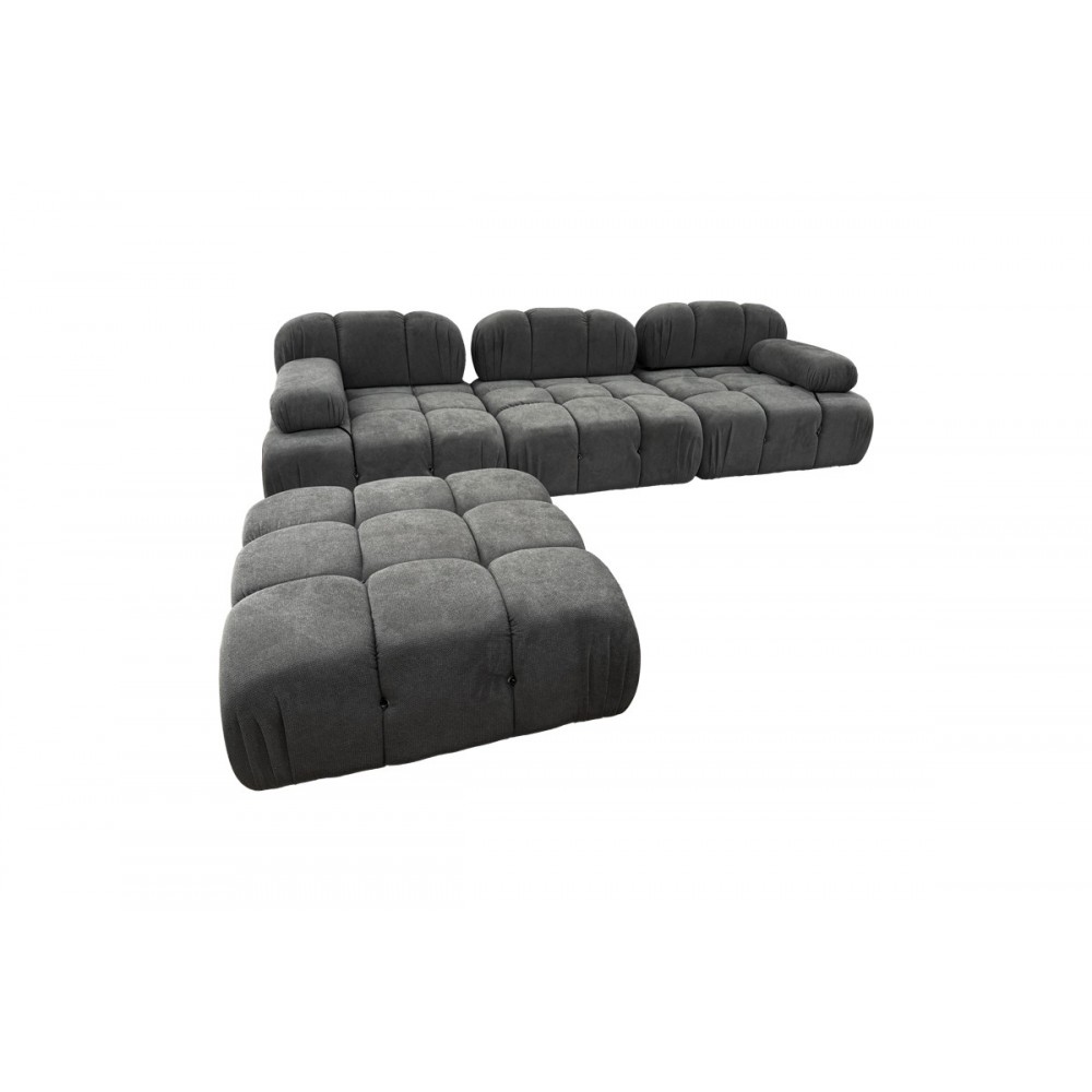 Kαναπές τριθέσιος με σκαμπό "HYPNOTIC I" από ύφασμα σε χρώμα γκρι 294x98x76