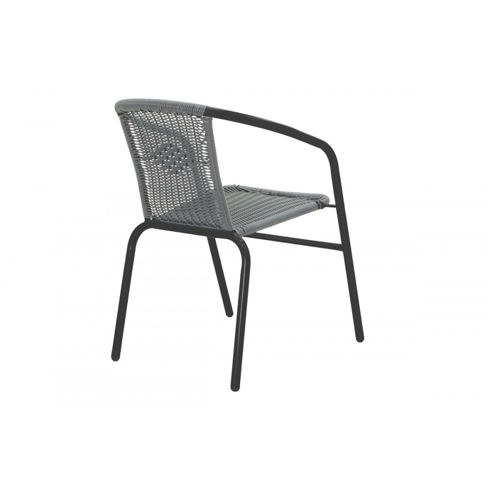 Πολυθρόνα "OBBI" από μέταλλο/pe rattan σε χρώμα γκρι 54x56x73
