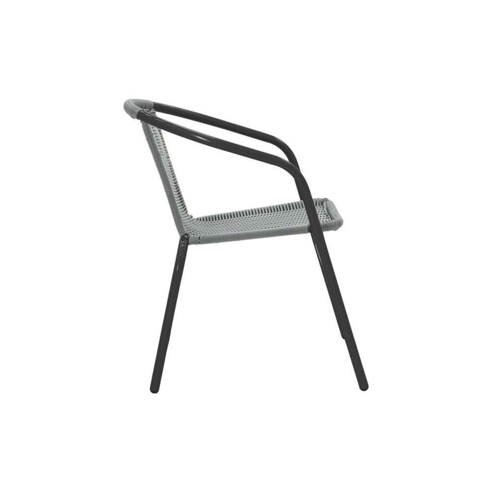 Πολυθρόνα "OBBI" από μέταλλο/pe rattan σε χρώμα γκρι 54x56x73