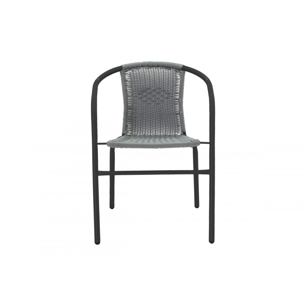 Πολυθρόνα "OBBI" από μέταλλο/pe rattan σε χρώμα γκρι 54x56x73