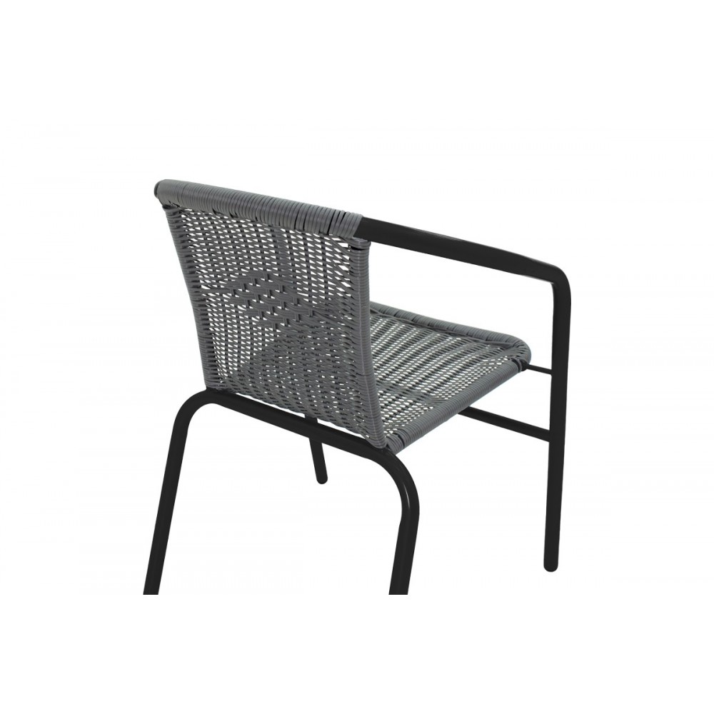 Πολυθρόνα "OBBI" από μέταλλο/pe rattan σε χρώμα γκρι 54x56x73