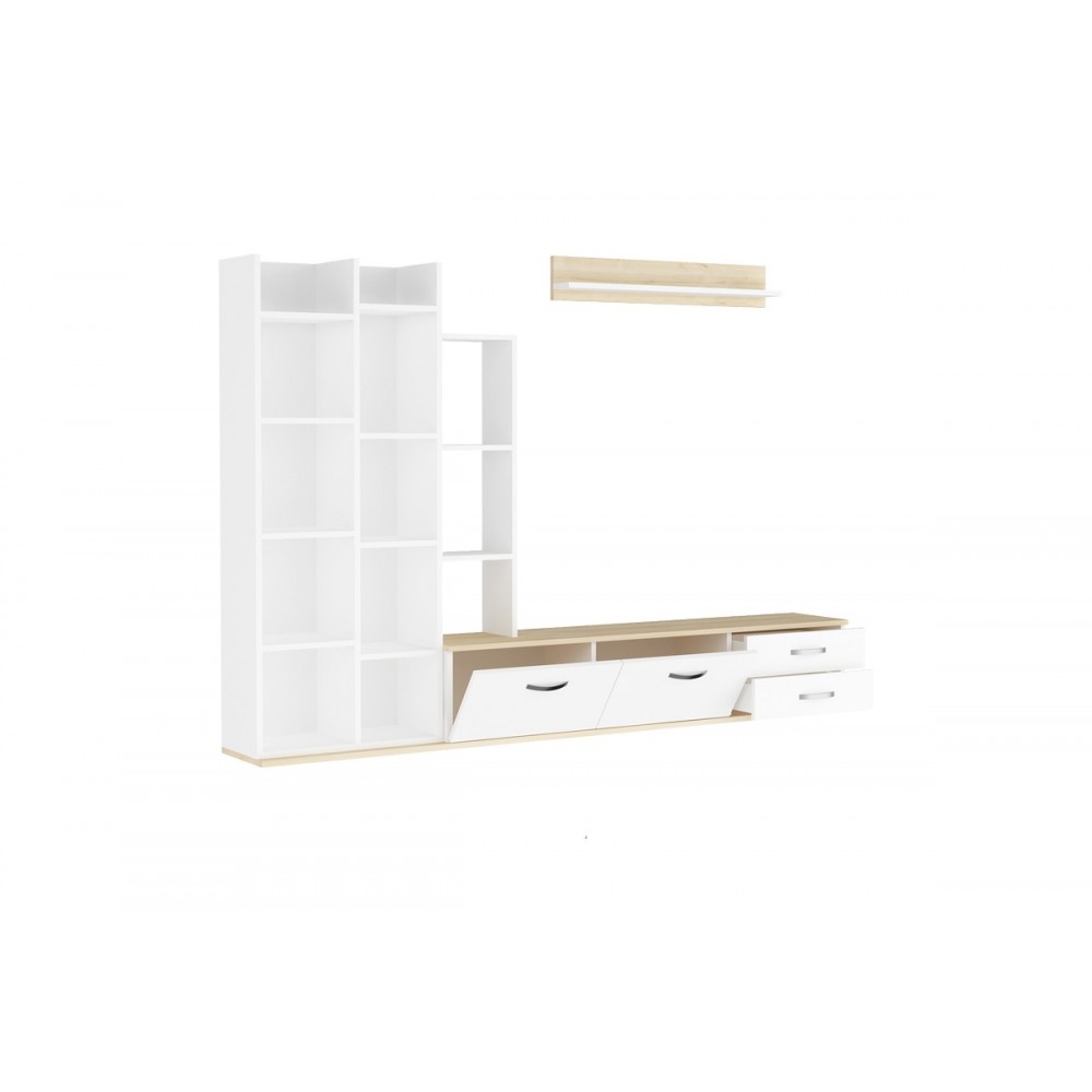 Σύνθεση σαλονιού "LEMAN" σε χρώμα λευκό/οακ 240x35x154