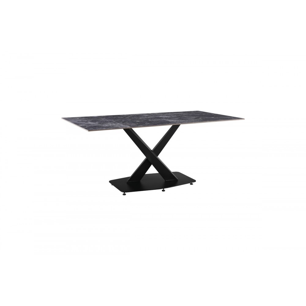 Τραπέζι "TAFEL" από sintered stone/μέταλλο σε χρώμα μαύρο 180x90x76