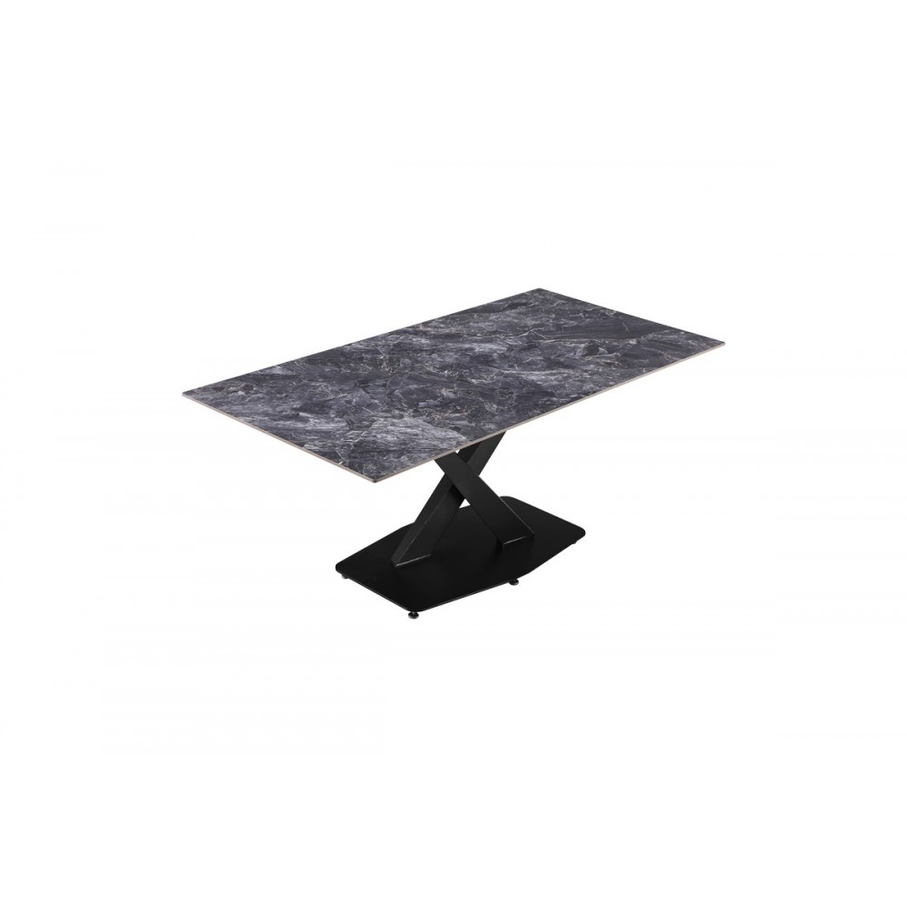 Τραπέζι "TAFEL" από sintered stone/μέταλλο σε χρώμα μαύρο 180x90x76