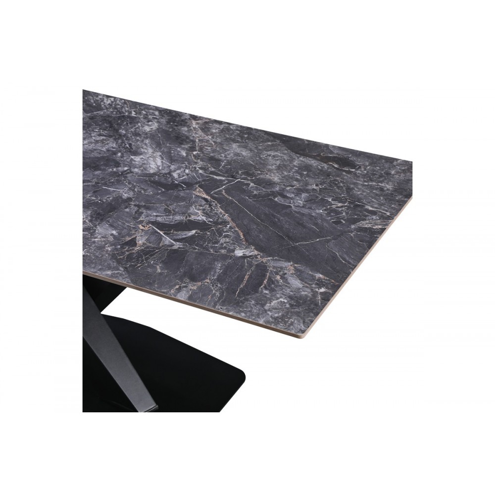 Τραπέζι "TAFEL" από sintered stone/μέταλλο σε χρώμα μαύρο 180x90x76