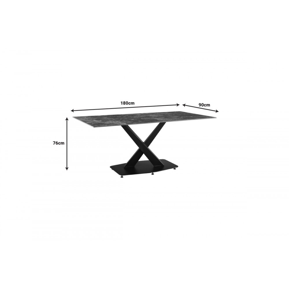 Τραπέζι "TAFEL" από sintered stone/μέταλλο σε χρώμα μαύρο 180x90x76