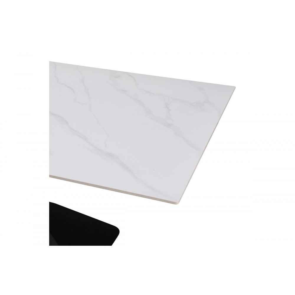 Τραπέζι "TAFEL" από sintered stone/μέταλλο σε χρώμα λευκό μαρμάρου/μαύρο 180x90x76
