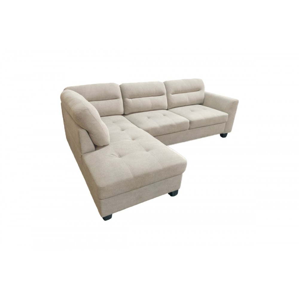 Γωνιακός καναπές "CAMILE" δεξιά γωνία από ύφασμα σε χρώμα μπεζ 270x174x95