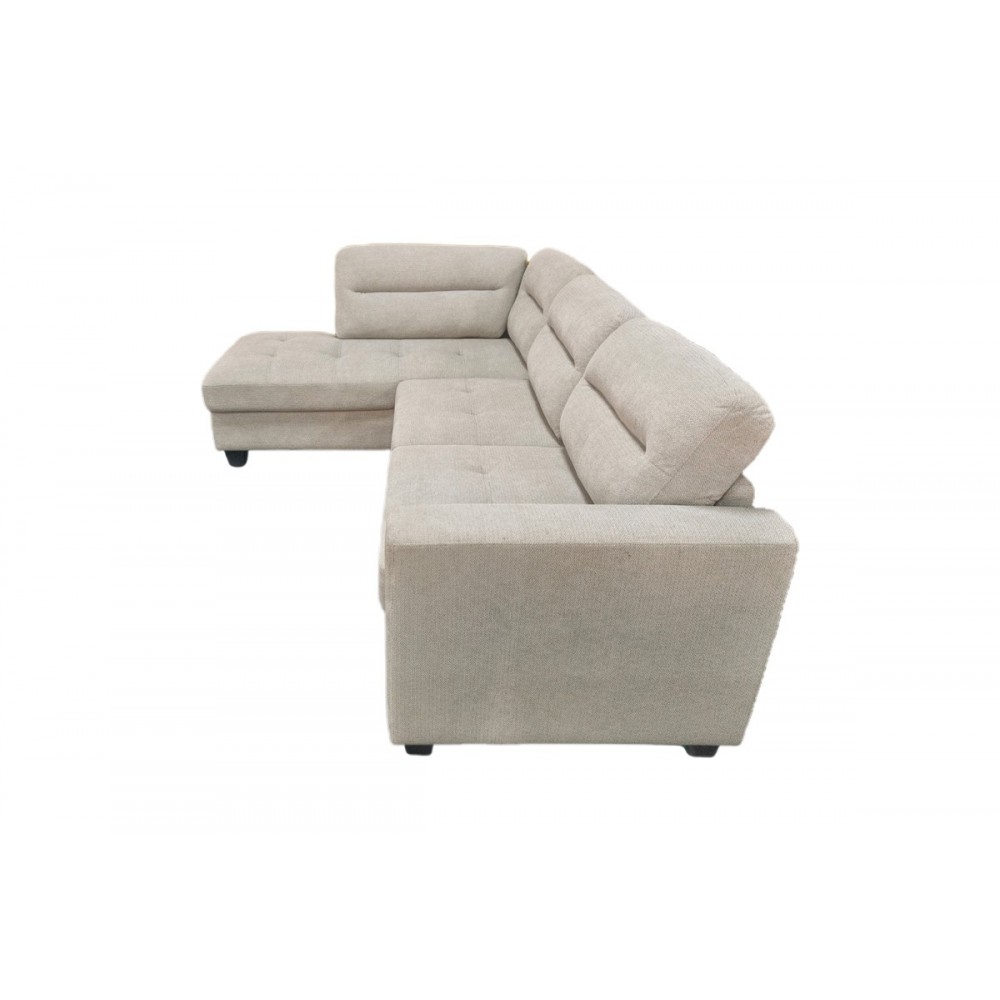 Γωνιακός καναπές "CAMILE" δεξιά γωνία από ύφασμα σε χρώμα μπεζ 270x174x95