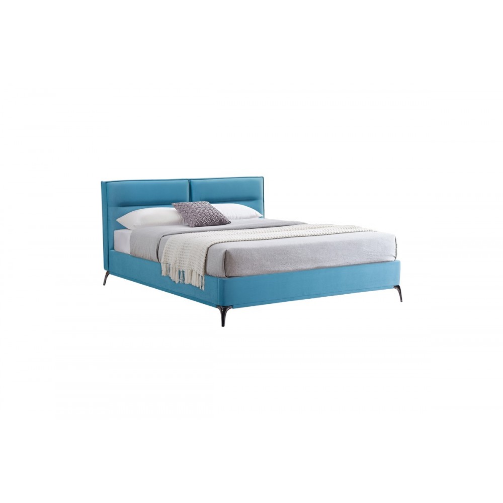 Κρεβάτι "IKINA" από βελούδο σε χρώμα πετρόλ 176x223x100