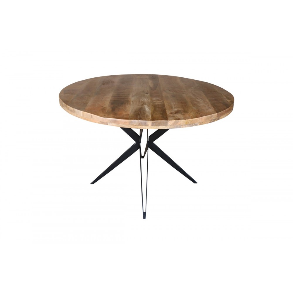 Τραπέζι "BOCCO I" από ξύλο/μέταλλο σε χρώμα φυσικό/μαύρο Φ150x77