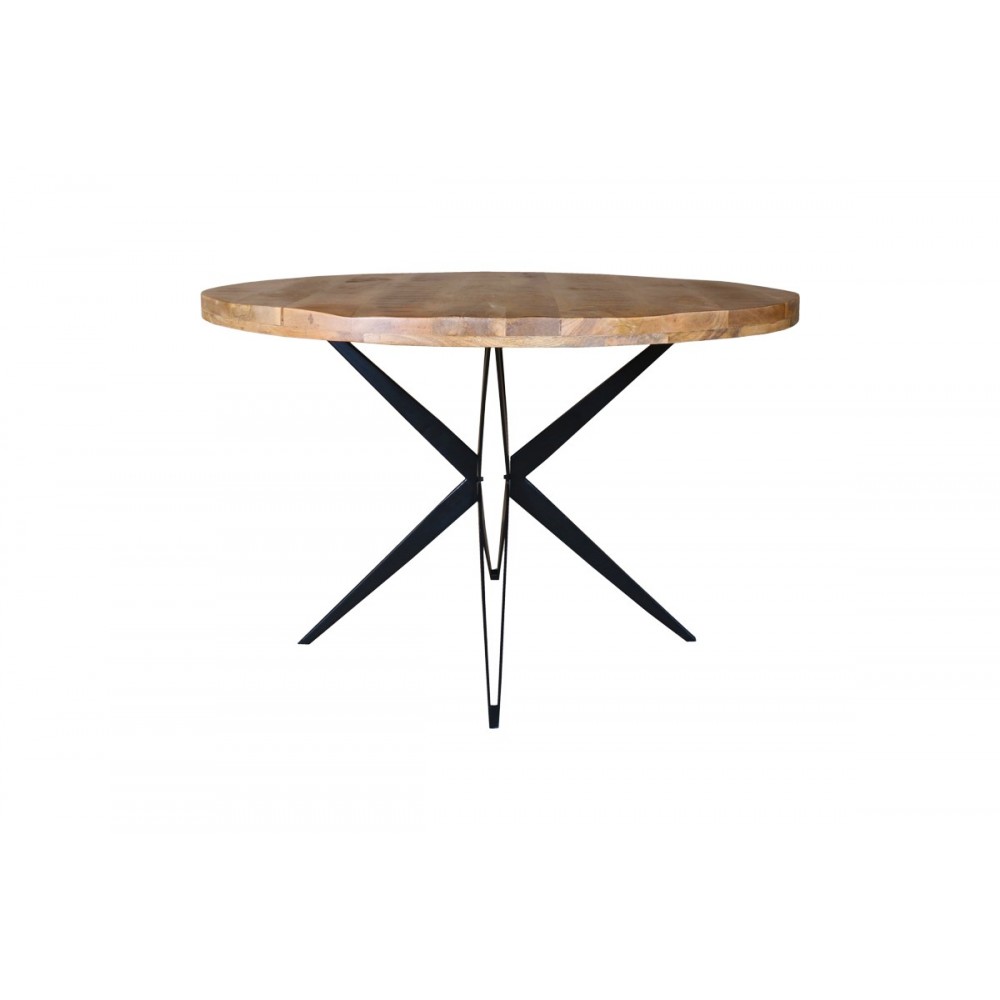 Τραπέζι "BOCCO I" από ξύλο/μέταλλο σε χρώμα φυσικό/μαύρο Φ150x77