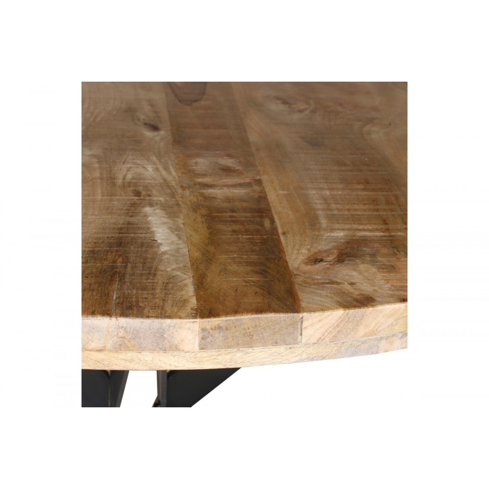 Τραπέζι "BOCCO I" από ξύλο/μέταλλο σε χρώμα φυσικό/μαύρο Φ150x77