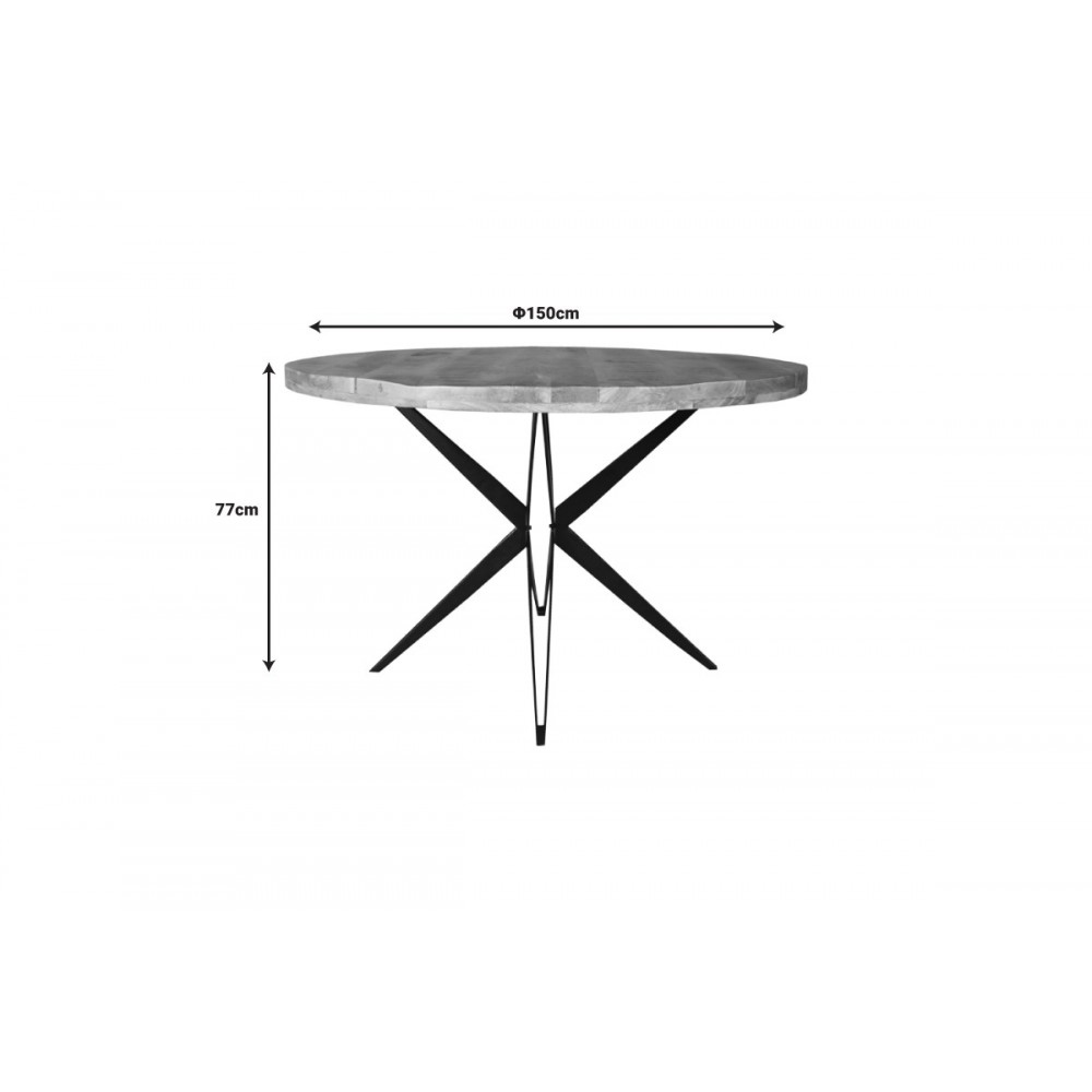 Τραπέζι "BOCCO I" από ξύλο/μέταλλο σε χρώμα φυσικό/μαύρο Φ150x77