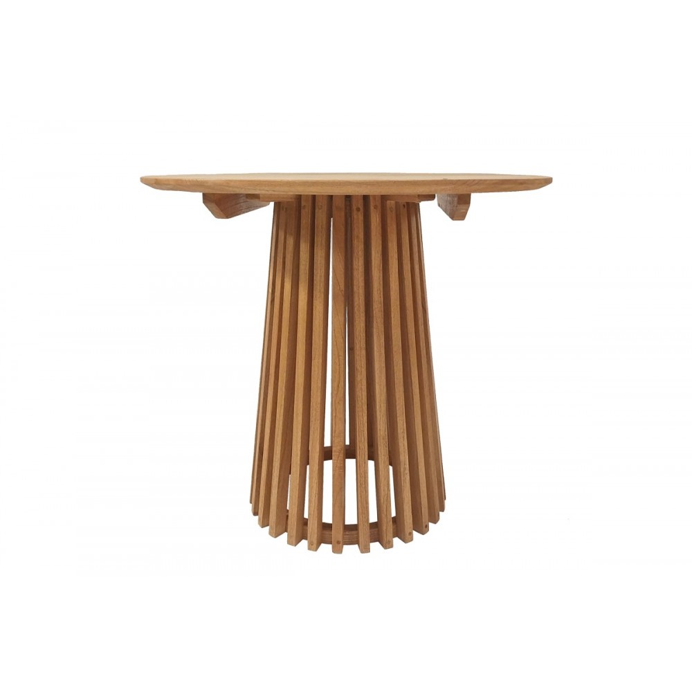 Τραπεζαρία 5τμχ "ELAIZA-KENDA" από ξύλο/σχοινί σε χρώμα φυσικό/μπεζ Φ80x75