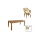 Τραπεζαρία 7τμχ "KALIE-WOOLY" από ξύλο/σχοινί σε χρώμα φυσικό/μπεζ 220x90x75
