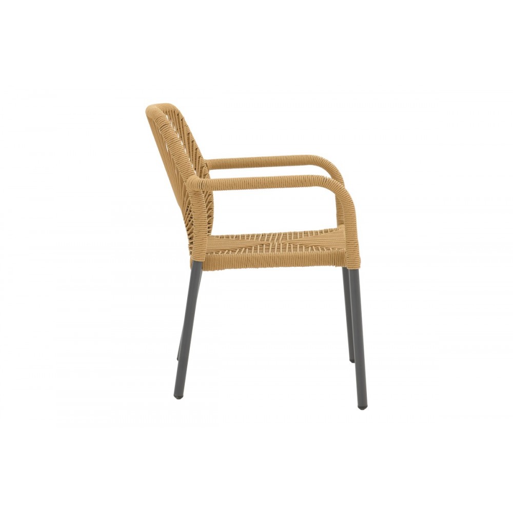 Πολυθρόνα "NORTURE" από αλουμίνιο/pe rattan σε χρώμα ανθρακί/φυσικό 57x63x82