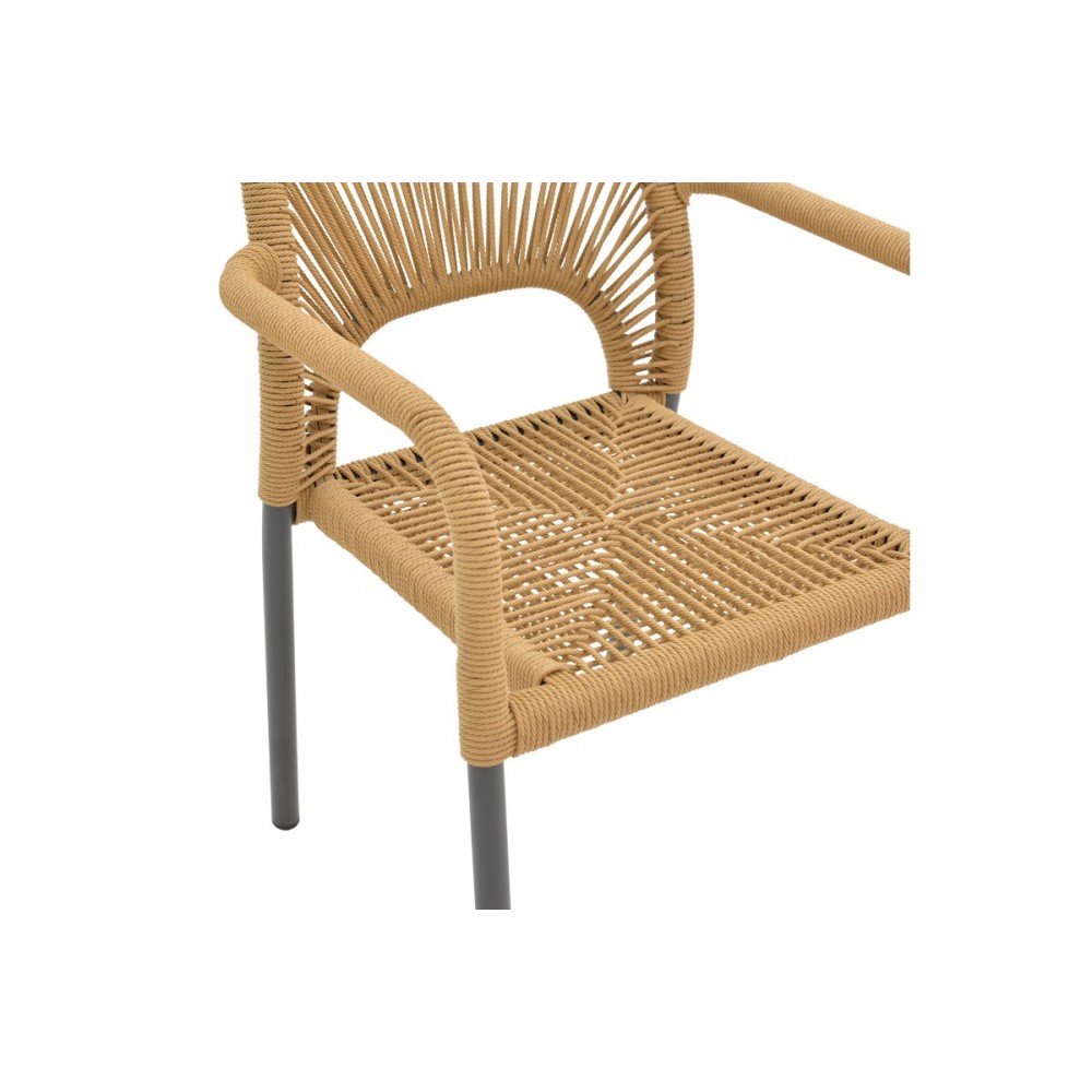 Πολυθρόνα "NORTURE" από αλουμίνιο/pe rattan σε χρώμα ανθρακί/φυσικό 57x63x82