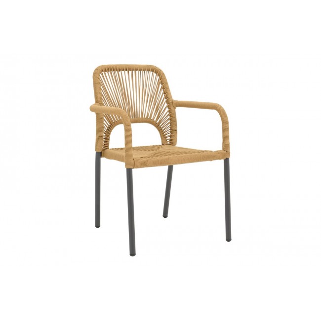 Πολυθρόνα "NORTURE" από αλουμίνιο/pe rattan σε χρώμα ανθρακί/φυσικό 57x63x82