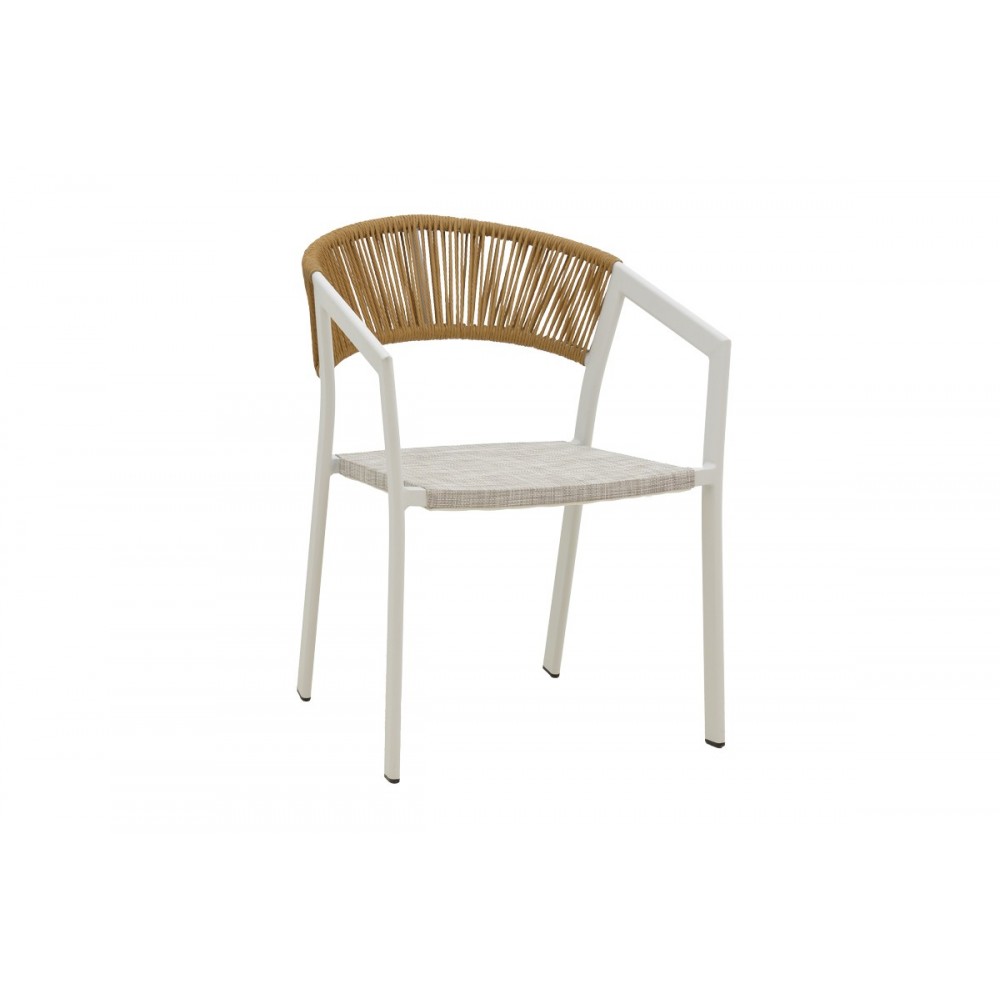 Πολυθρόνα "GLISTEN" από αλουμίνιο/textilene σε χρώμα λευκό/γκρι 58x56x82