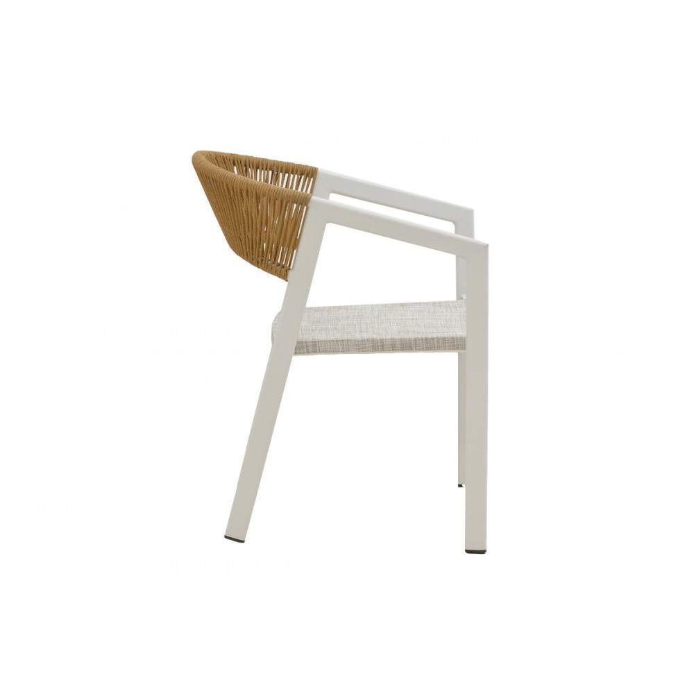 Πολυθρόνα "GLISTEN" από αλουμίνιο/textilene σε χρώμα λευκό/γκρι 58x56x82