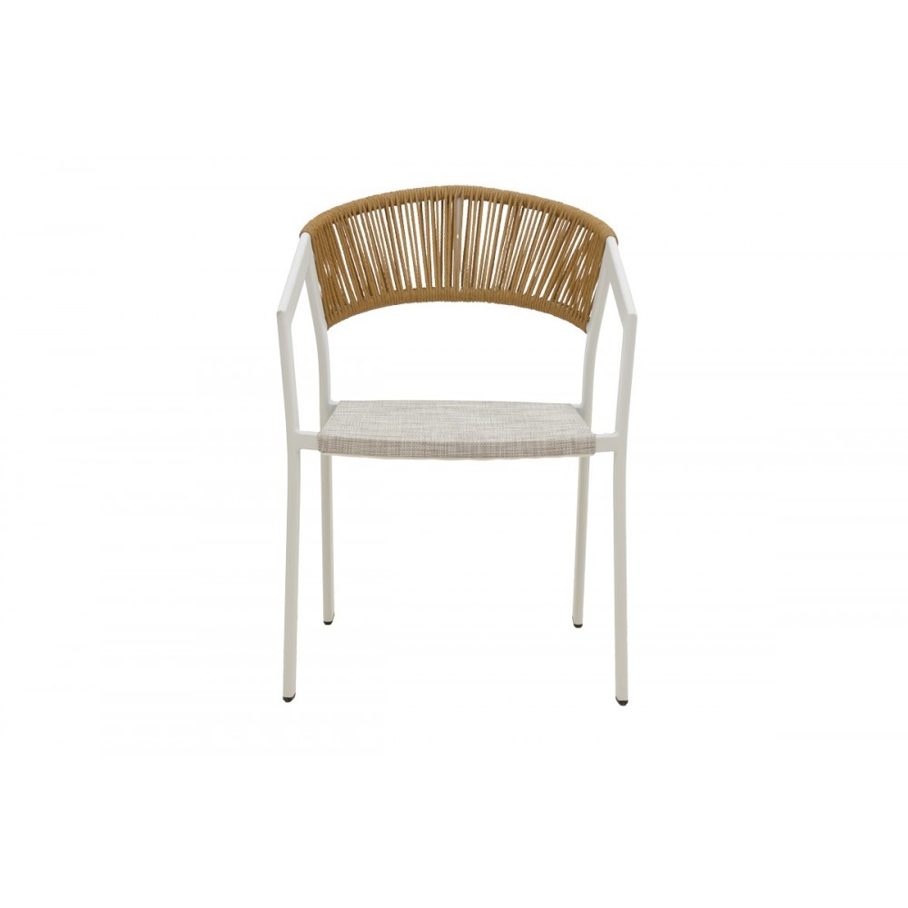 Πολυθρόνα "GLISTEN" από αλουμίνιο/textilene σε χρώμα λευκό/γκρι 58x56x82