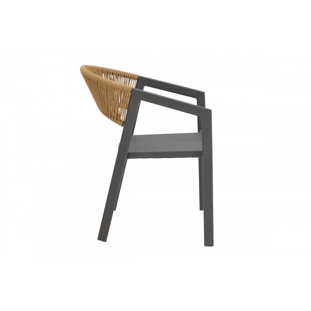 Πολυθρόνα "GLISTEN" από αλουμίνιο/textilene σε χρώμα ανθρακί/φυσικό 58x56x82