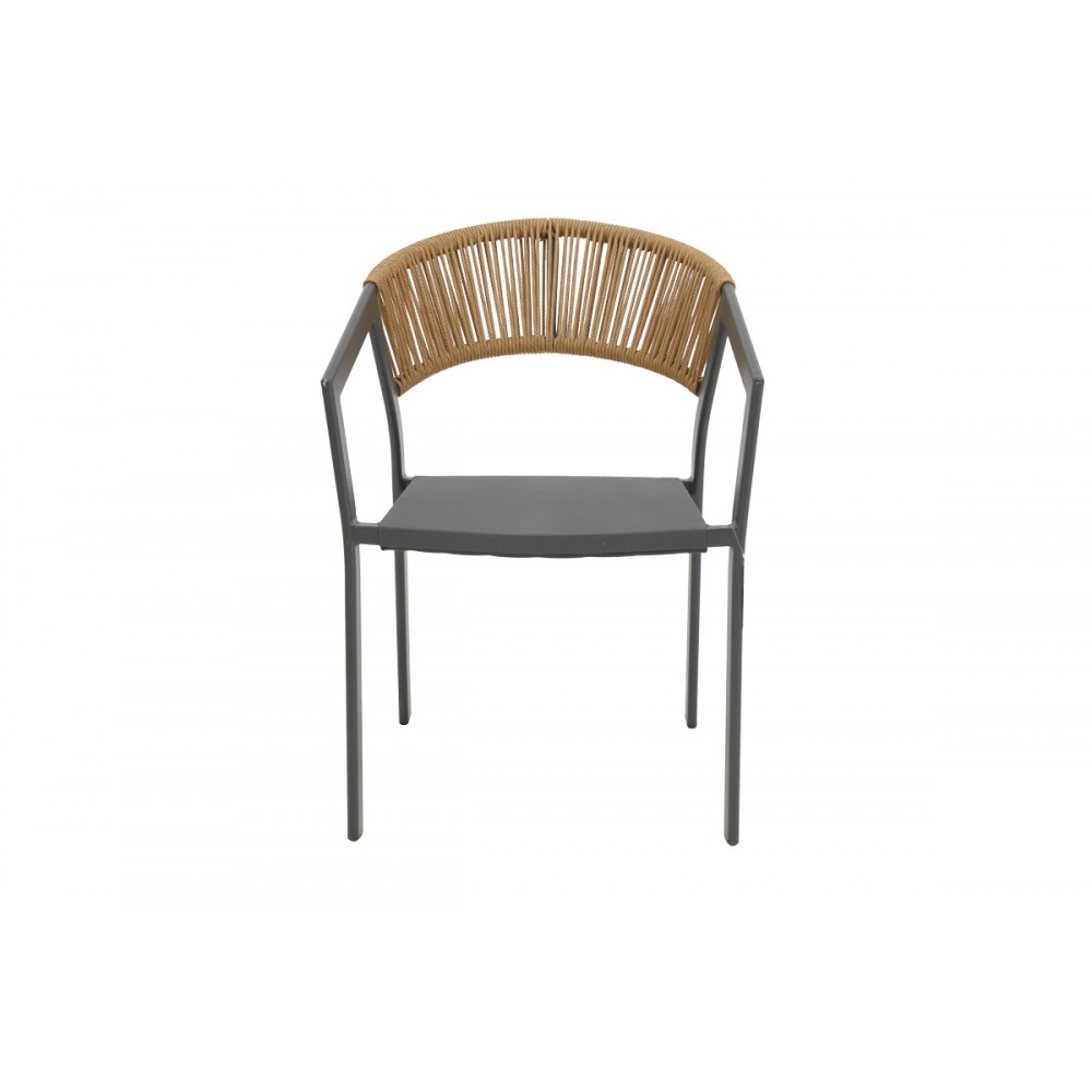 Πολυθρόνα "GLISTEN" από αλουμίνιο/textilene σε χρώμα ανθρακί/φυσικό 58x56x82