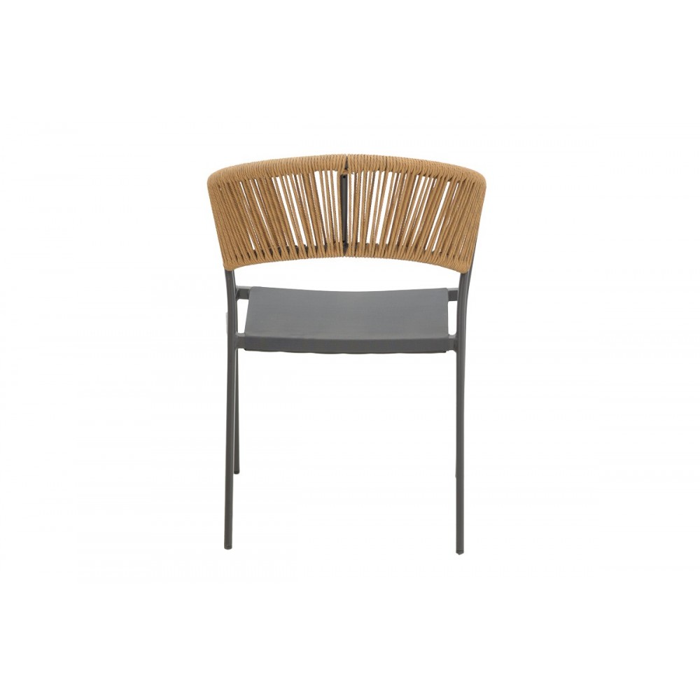 Πολυθρόνα "GLISTEN" από αλουμίνιο/textilene σε χρώμα ανθρακί/φυσικό 58x56x82