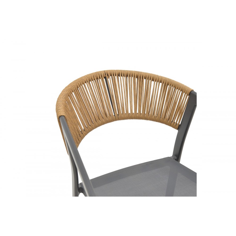 Πολυθρόνα "GLISTEN" από αλουμίνιο/textilene σε χρώμα ανθρακί/φυσικό 58x56x82