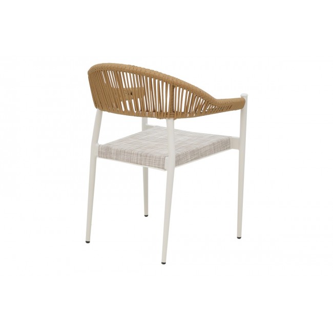 Πολυθρόνα "ELATION" από αλουμίνιο/textilene σε χρώμα λευκό/φυσικό 57x56x78