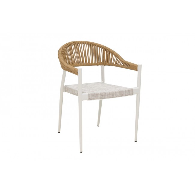 Πολυθρόνα "ELATION" από αλουμίνιο/textilene σε χρώμα λευκό/φυσικό 57x56x78