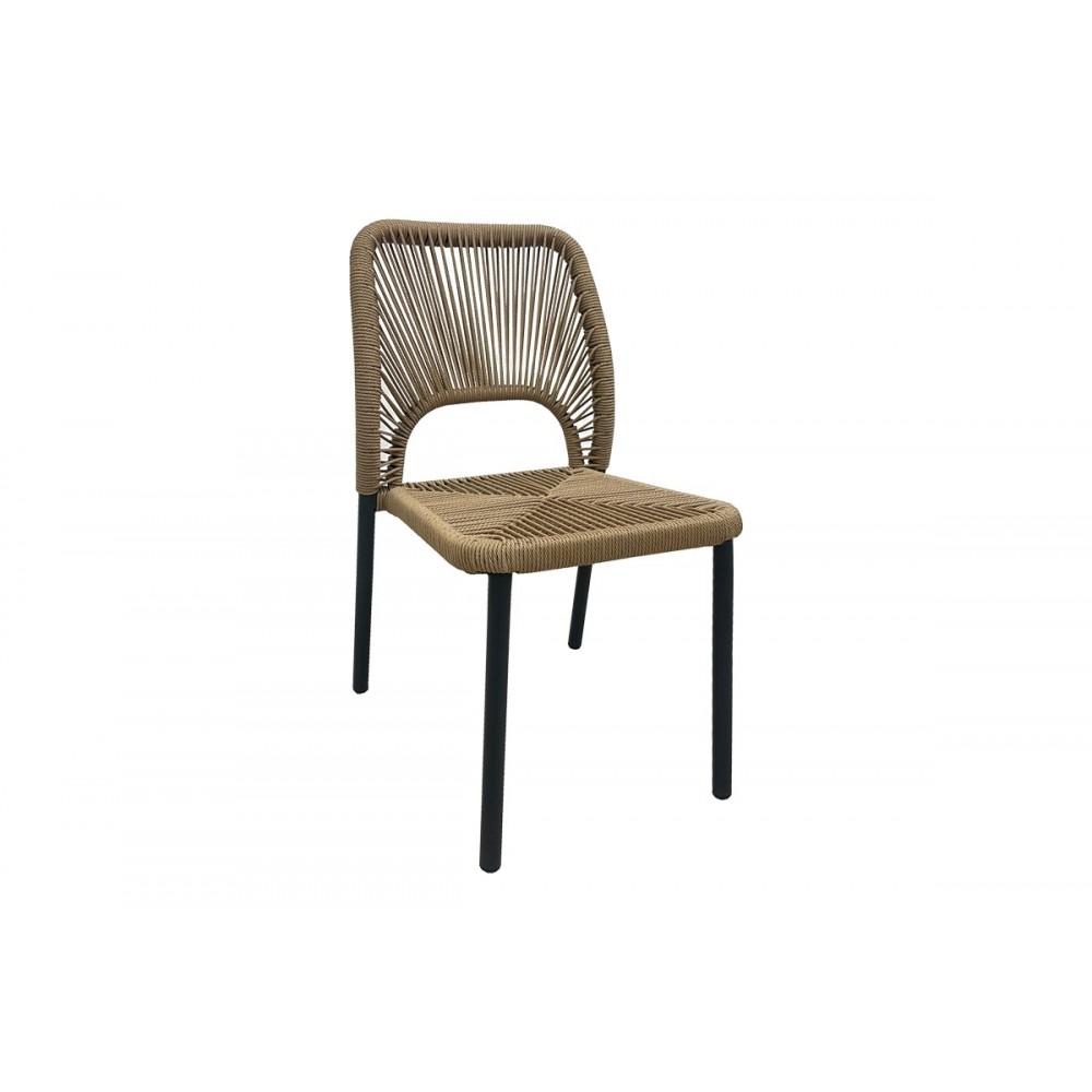 Καρέκλα "NORTURE" από αλουμίνο/pe rattan σε χρώμα ανθρακί/φυσικό 45x63x82