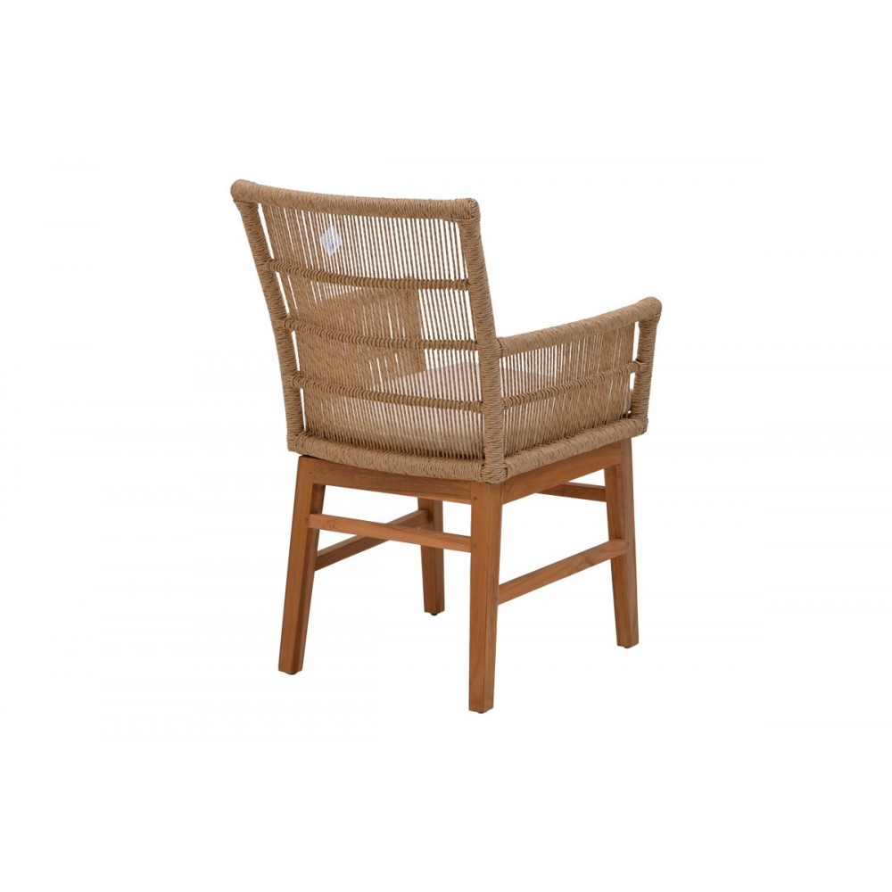 Τραπεζαρία 5τμχ "INCA-KENDA" από ξύλο/σχοινί σε χρώμα φυσικό/μπεζ Φ80x75