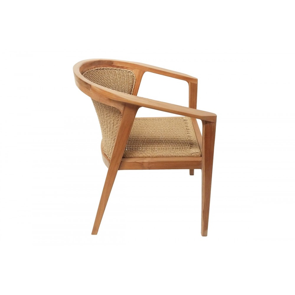 Τραπεζαρία 7τμχ "GRANNY-WOOLY" από ξύλο/σχοινί σε χρώμα φυσικό/μπεζ 220x90x75