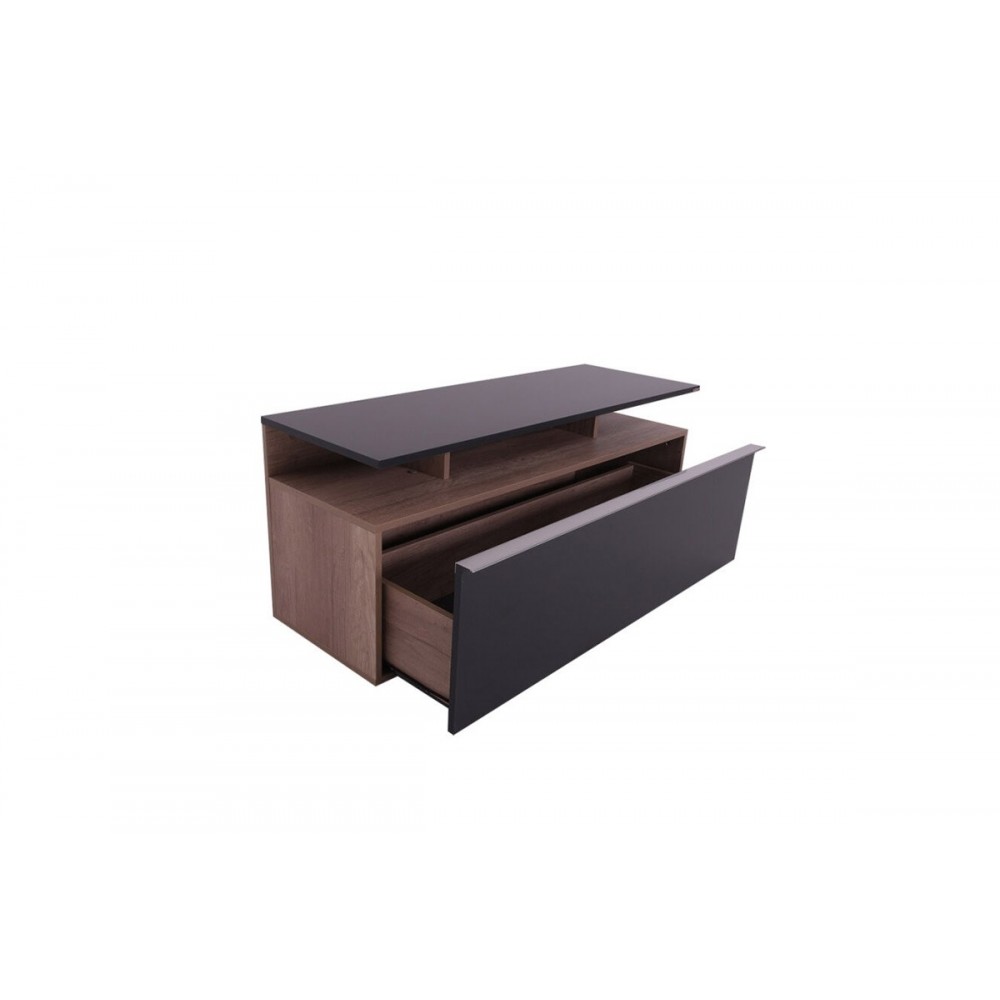 Έπιπλο τηλεόρασης "TEMANO" σε χρώμα καρυδί/μαύρο gloss 117x40x48