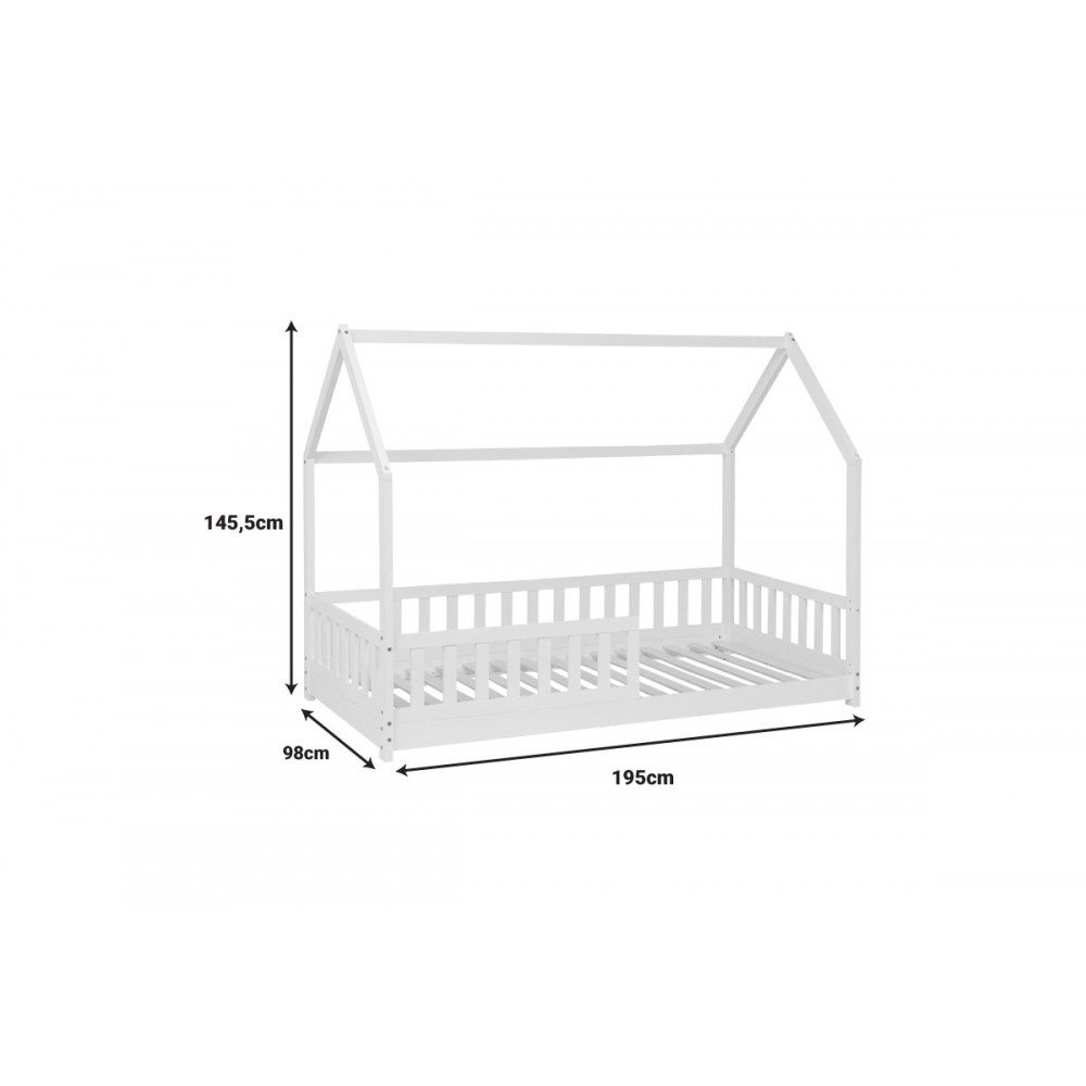 Παιδικό κρεβάτι "SLEEPY" από ξύλο σε χρώμα λευκό 195x98x145.5