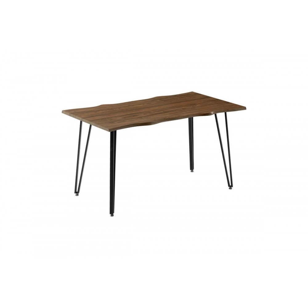 Τραπέζι "IZZAC" από mdf/μέταλλο σε χρώμα καρυδί/μαύρο 140x80x76