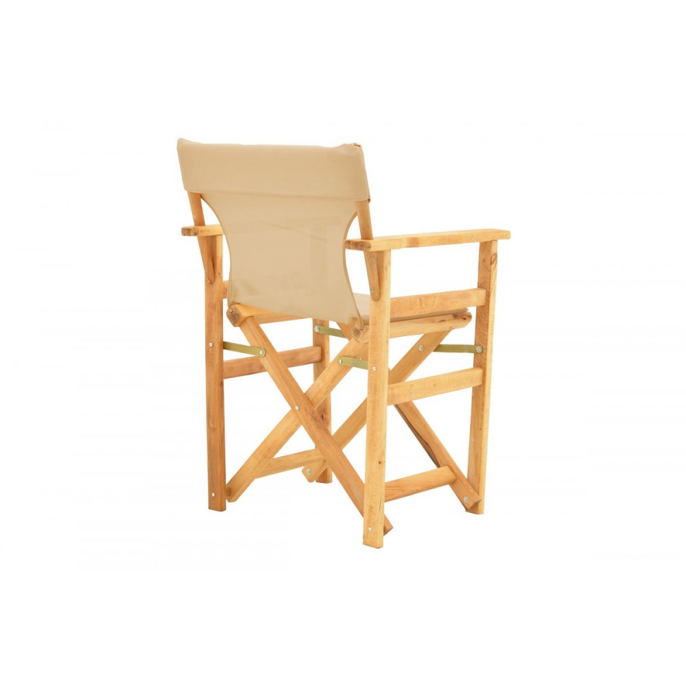 Πολυθρόνα σκηνοθέτη "KOMPA" από ξύλο άβαφο/textilene σε χρώμα μπεζ 56.5x54x88