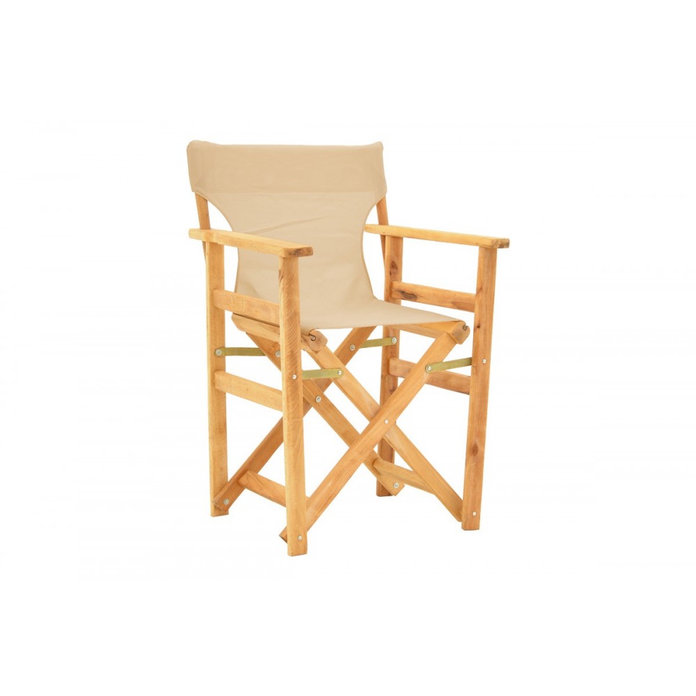 Πολυθρόνα σκηνοθέτη "KOMPA" από ξύλο άβαφο/textilene σε χρώμα μπεζ 56.5x54x88