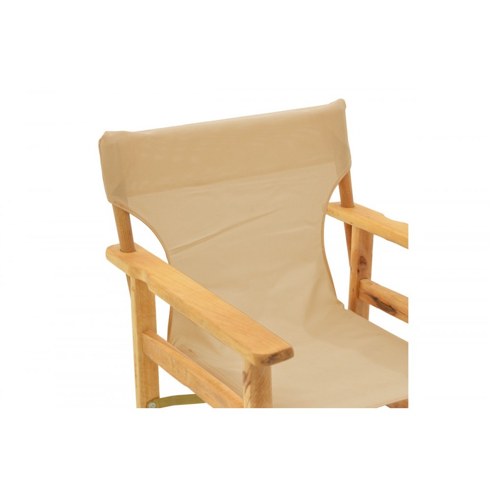 Πολυθρόνα σκηνοθέτη "KOMPA" από ξύλο άβαφο/textilene σε χρώμα μπεζ 56.5x54x88