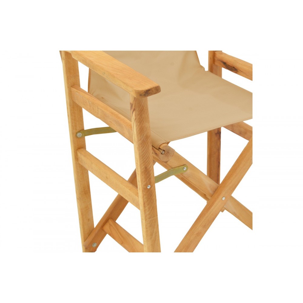 Πολυθρόνα σκηνοθέτη "KOMPA" από ξύλο άβαφο/textilene σε χρώμα μπεζ 56.5x54x88