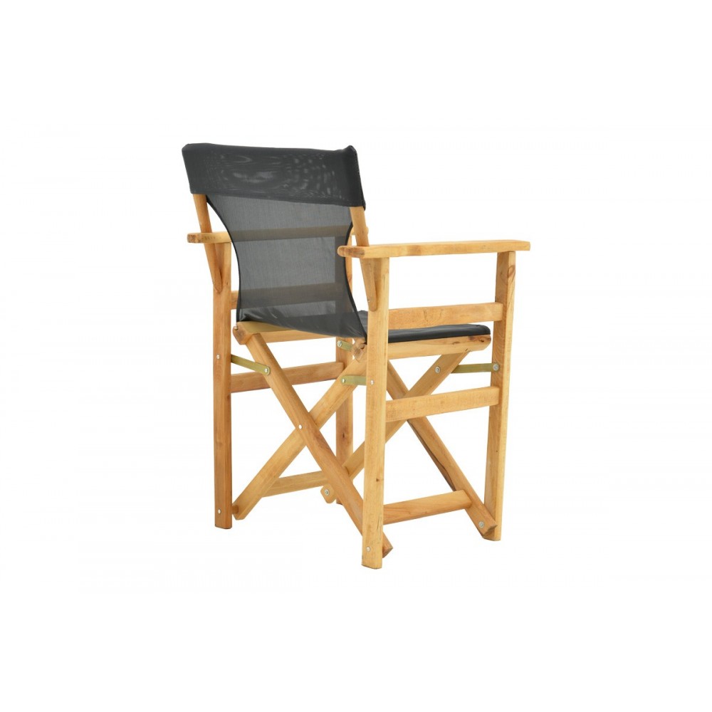 Πολυθρόνα σκηνοθέτη "KOMPA" από ξύλο άβαφο/textilene σε χρώμα μαύρο 56.5x54x88