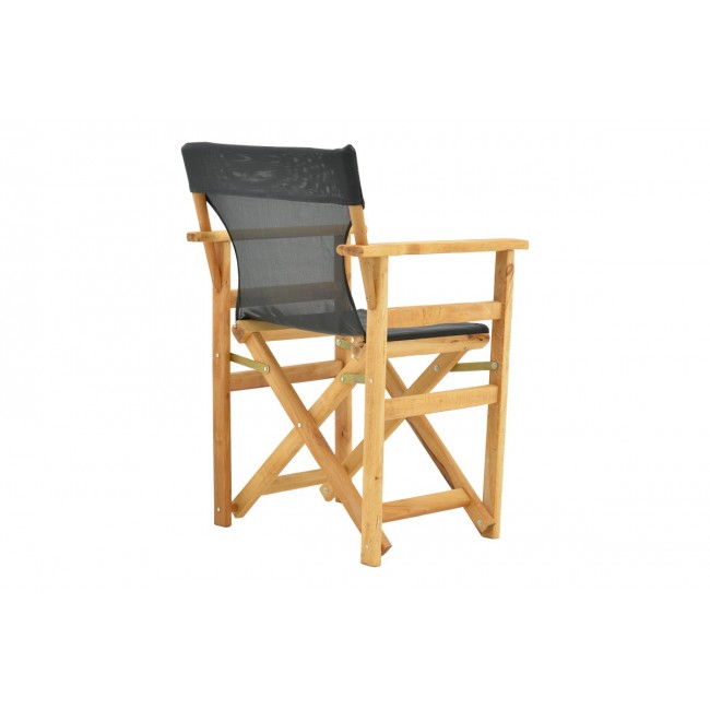 Πολυθρόνα σκηνοθέτη "KOMPA" από ξύλο άβαφο/textilene σε χρώμα μαύρο 56.5x54x88